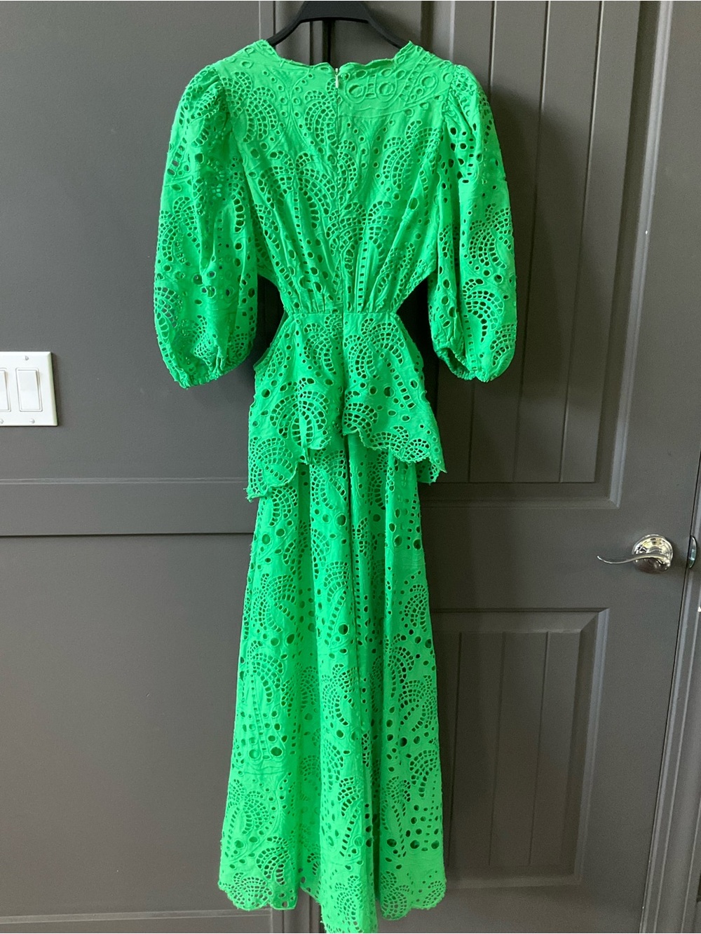 FARM Rio Vibrant Richeliu Eyelet Maxi Dress with Puff Sleeves - Picture 3 of 13